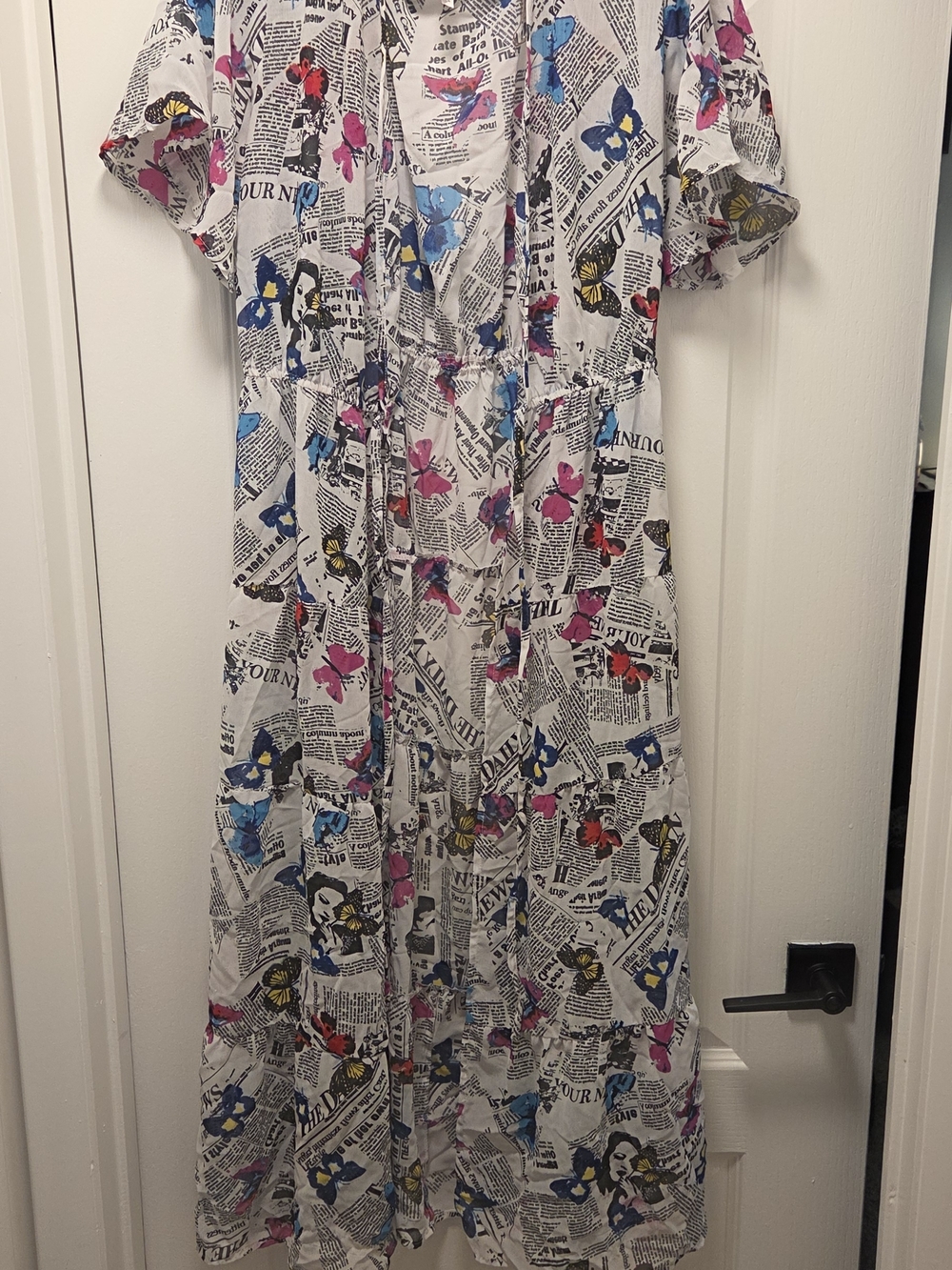Live 4 Truth Newspaper & Butterfly Print Swimsuit Coverup 2XL